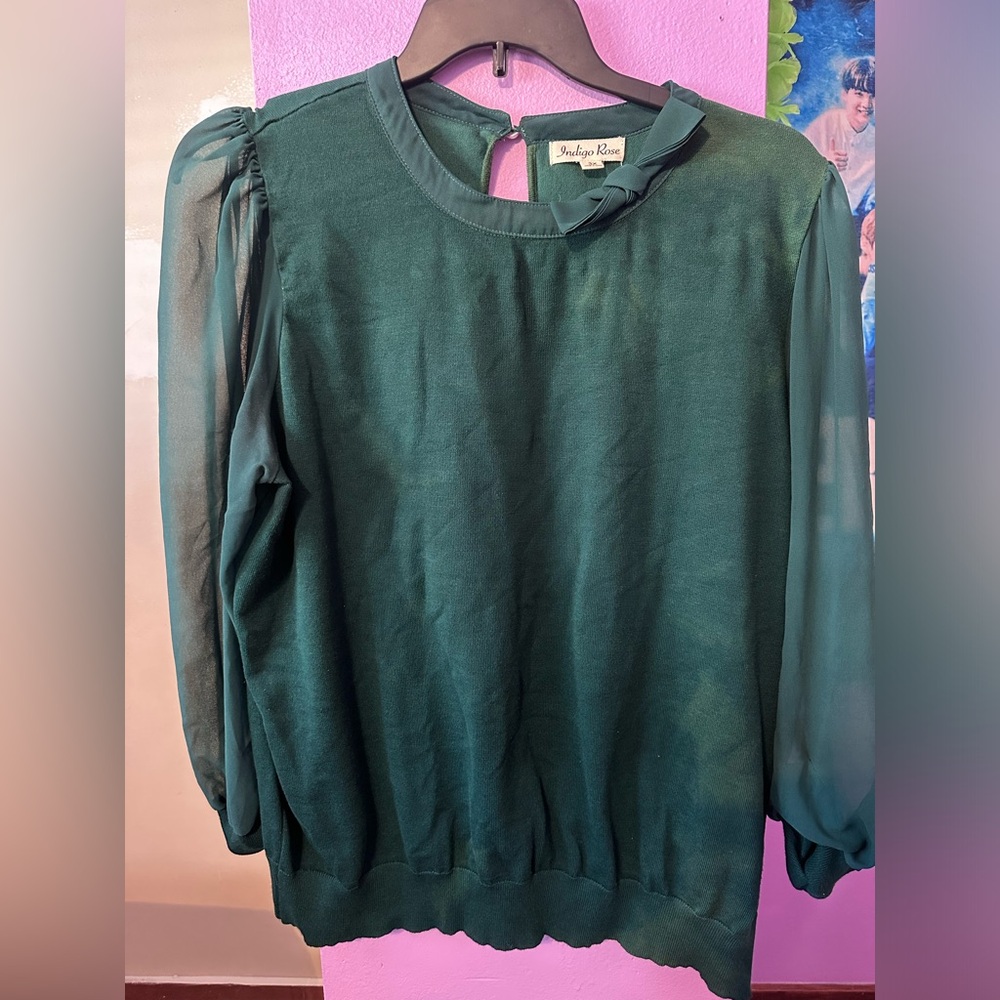Forest Green Sweater Blouse.
